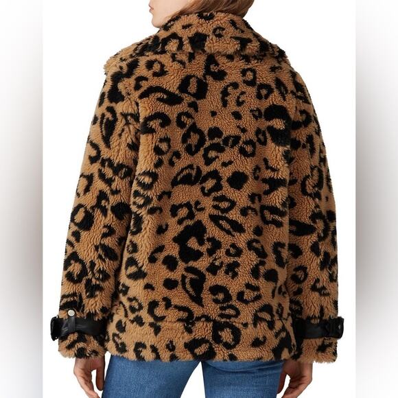 Anthropologie Avec Les Filles Faux Fur Teddy Biker Full Zip Jacket Coat Size L - Picture 3 of 14